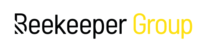 BKG22-Wordmark-Light-Bright-Yellow@2x The words “Beekeeper Group” in a sans-serif font showcase a new look: Beekeeper appears in black, while Group is bold and bright yellow. The background remains transparent.